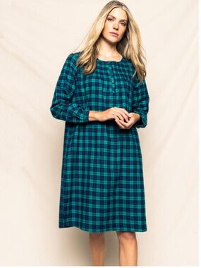 PETIT PLUME The Beatrice Nightgown in Highland Tartan Brushed Cotton Women's XS